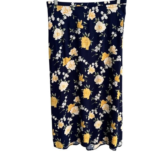 Capistrano Essentials Vintage Womens Navy Flowy Floral Midi Full Skirt 26/28 - Picture 7 of 8